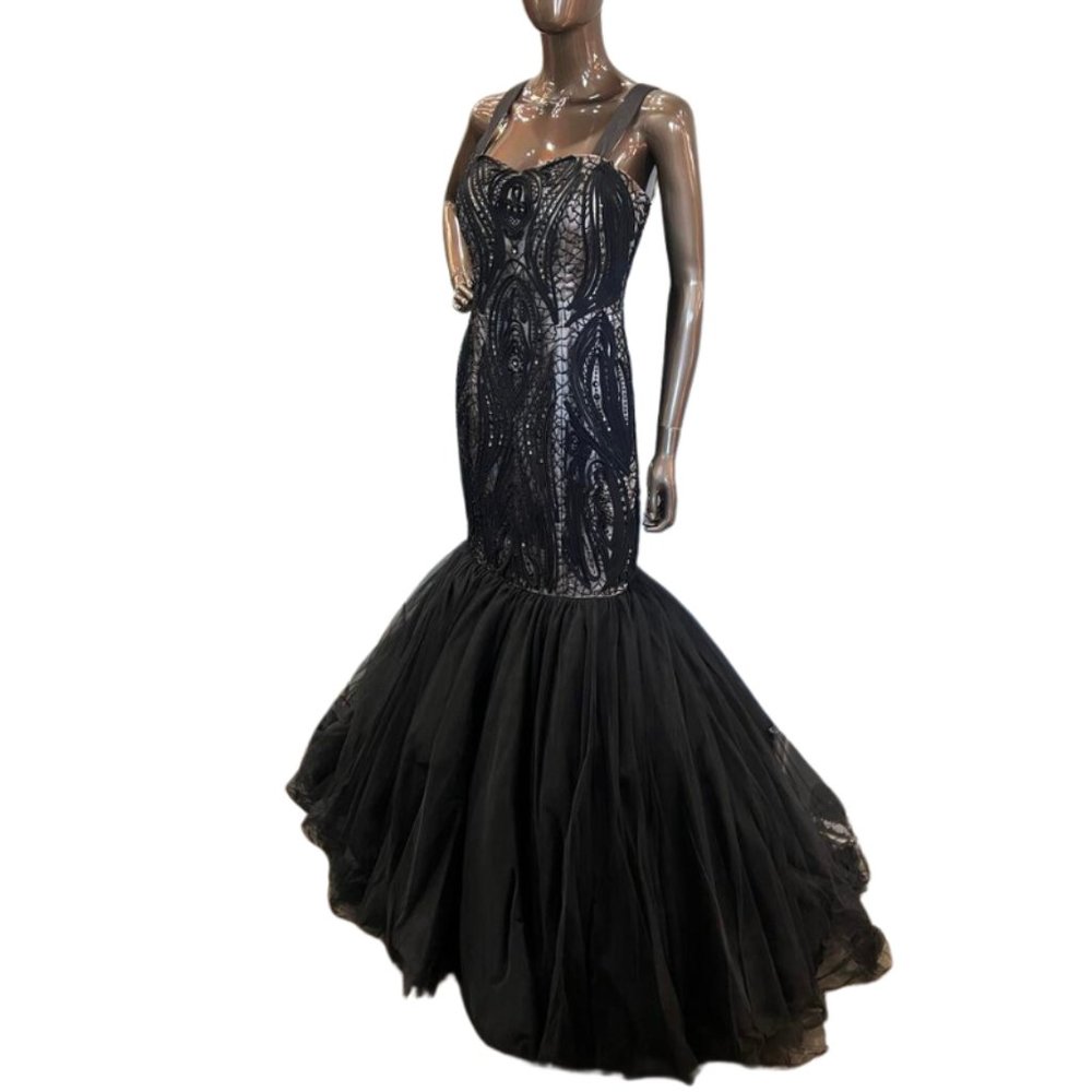 LM Collection Lace And Tulle Mermaid Gown